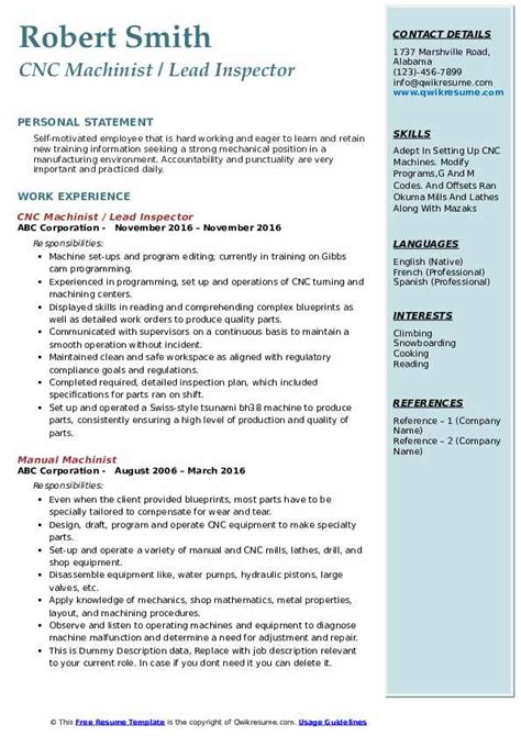 cnc resume|10+ CNC Machinist Resume Samples & Templates for 2025.